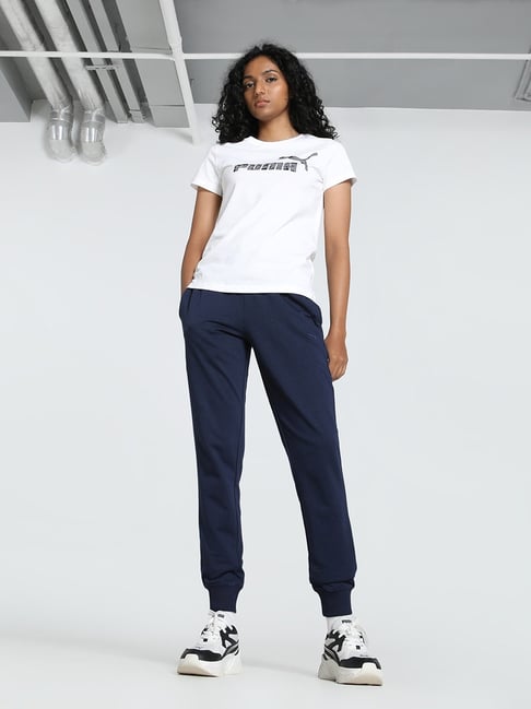 Puma Blue Cotton Slim Fit Sweatpants