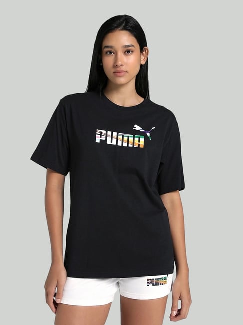 Puma Black Cotton Relaxed Fit Logo Printed Top-picture-23