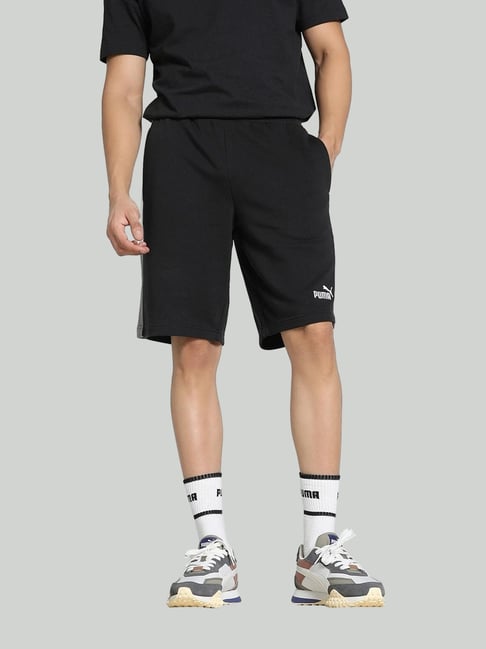 Puma Black Cotton Regular Fit Colour Block Sports Shorts-picture-25