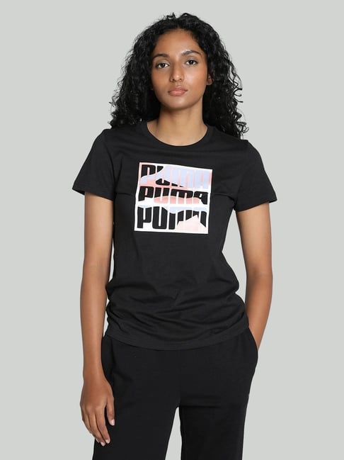 Puma Black Cotton Regular Fit Logo Printed Top-picture-32