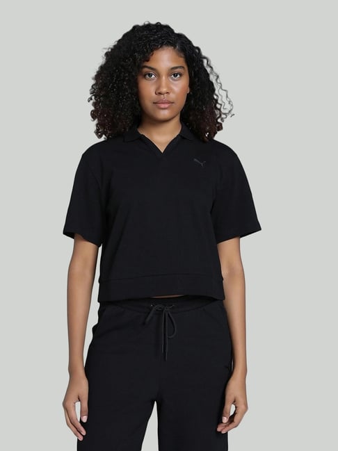 Puma Black Cotton Relaxed Fit Top