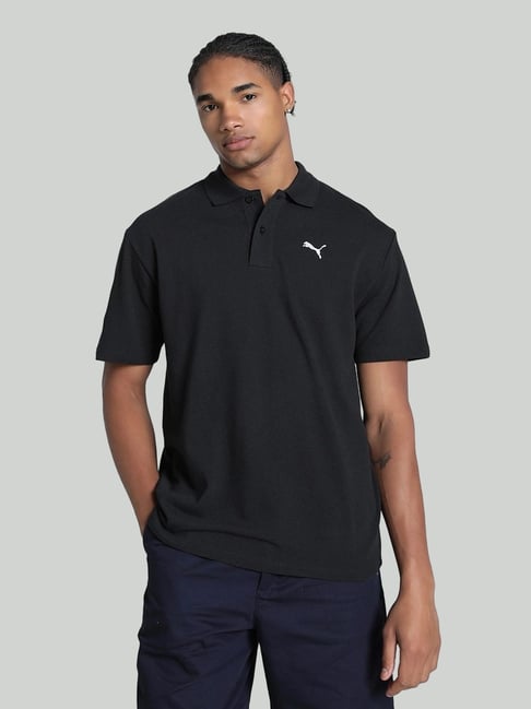 Puma Black Cotton Relaxed Fit Polo T-Shirt-picture-42