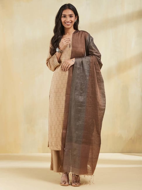 Fabindia Black Cotton Hand Woven Dupatta-picture-36