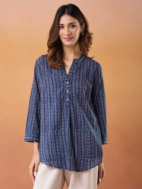 Buy Fabindia Indigo Cotton Printed Tunic Online @ Tata CLiQ