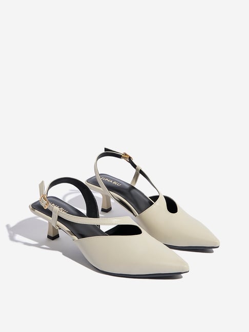 LUNA BLU by Westside Ivory Asymmetrical Slingback Mules-picture-10