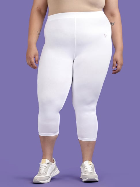 Twinbirds White Cotton Skinny Capris