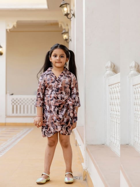 Cutiediva Girls Brown Camouflage Playsuit