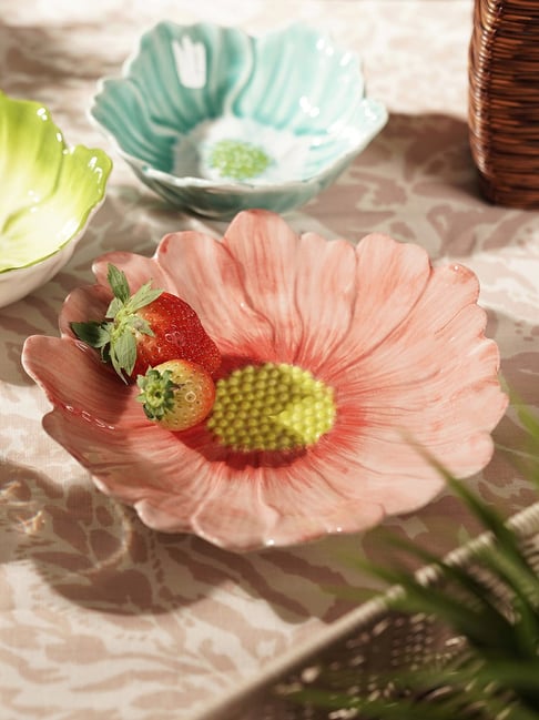 Pure Home and Living Red Ceramic Ombre Floral Shaped Platter-picture-41