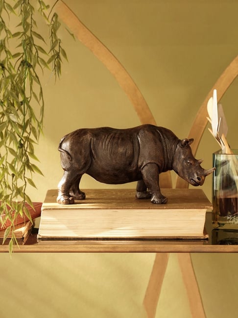 Pure Home and Living Brown Polyresin Standing Rhinoceros-picture-21