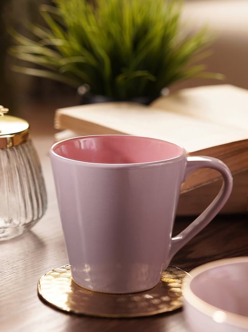 Pure Home and Living Lilac & Pink Ceramic Coffee Mugs - Set of 2