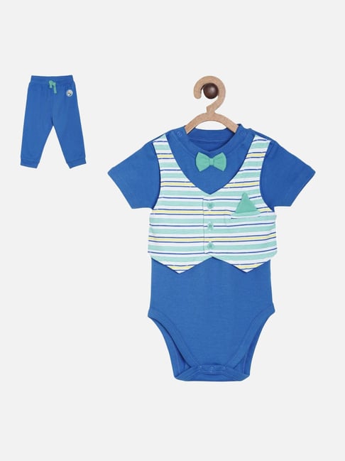 Buy MINI KLUB Baby Boys Short Sleeve Body Suit And Bottom-Blue
