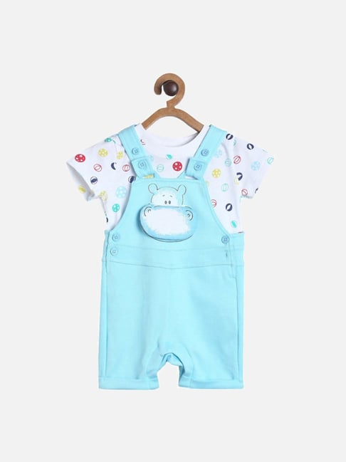 MINIKLUB Blue Baby Boys Half Sleeve/Thigh Length Dungaree Set