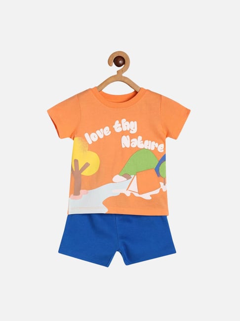 MINIKLUB Orange, Blue Orange & Blue Baby Boys Short Sleeve T-Shirt And Bottom-picture-12