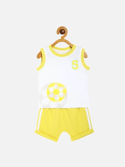 MINIKLUB Yellow Baby Boys Sleevless/Thigh Length T-Shirt With Shorts-picture-31