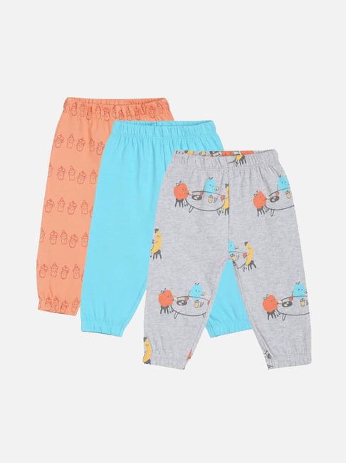 MINIKLUB Grey & Blue New Born And Baby Boys Full Length Knit Bottom