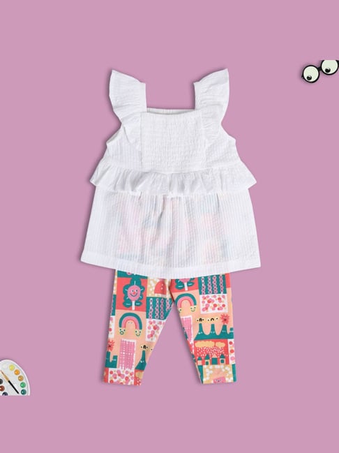 MINIKLUB Multi Baby Girls Frill Sleeve Top And Bottom