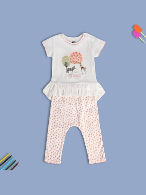 MINIKLUB White Baby Girls Cap Sleeve Top And Bottom