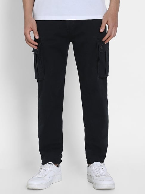 American Eagle Black Cotton Regular fit Print Pants