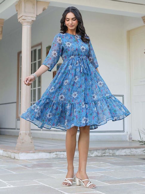blue western dresses Stetson Western Denim Maxi Dress