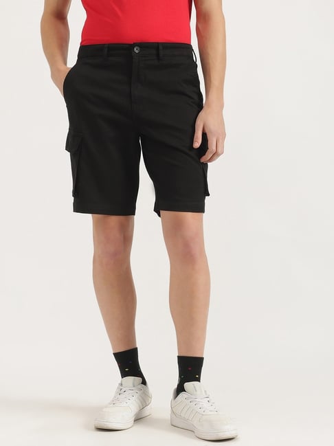 United Colors Of Benetton Black Comfort Fit Cargo Shorts