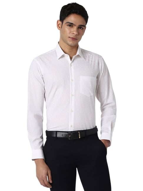 Peter England White Cotton Regular Fit Printed Shirt-picture-17