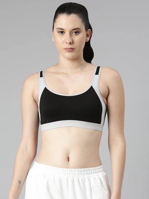 Twinbirds Black Cotton Regular Fit Bra