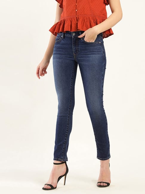 Levi's 711 Blue Cotton Skinny Fit Jeans-picture-32