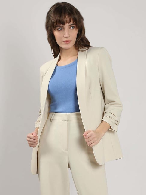Vero Moda Cream Regular Fit Blazer