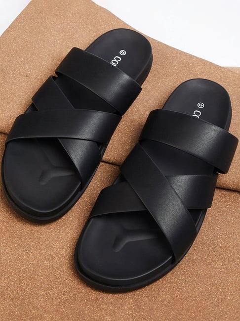 Code by Lifestyle Men's Black Cross Strap Sandals-picture-31