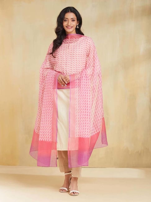 Fabindia Pink Regular Fit Printed Dupatta-picture-44