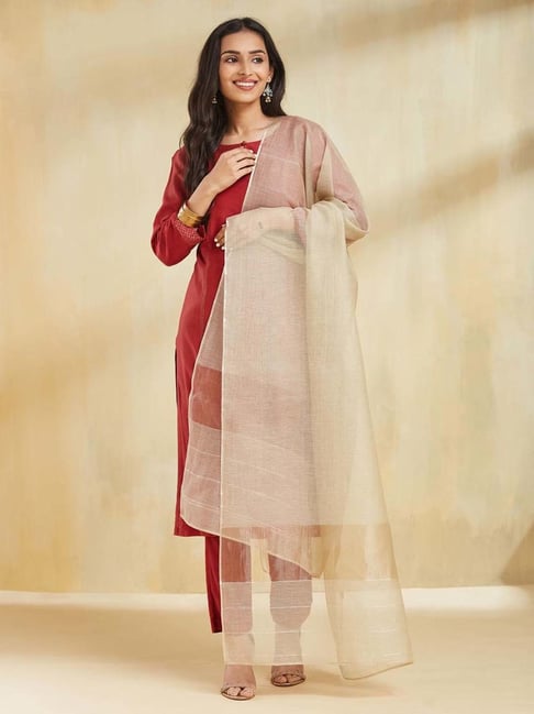 Fabindia White Regular Fit Dupatta-image-27