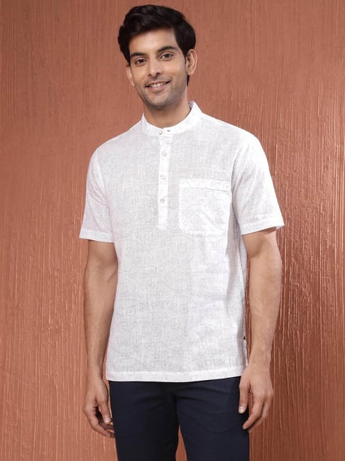 Fabindia White Cotton Comfort Fit Printed Shirt-picture-16