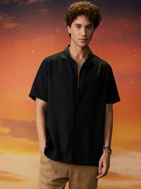 The Souled Store Black Regular Fit Embroidered Shirt-picture-20