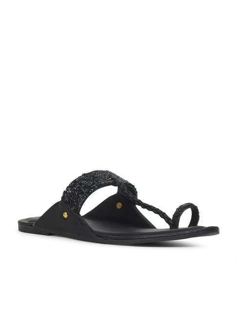 Bata Women's Black Toe Ring Sandals-picture-39