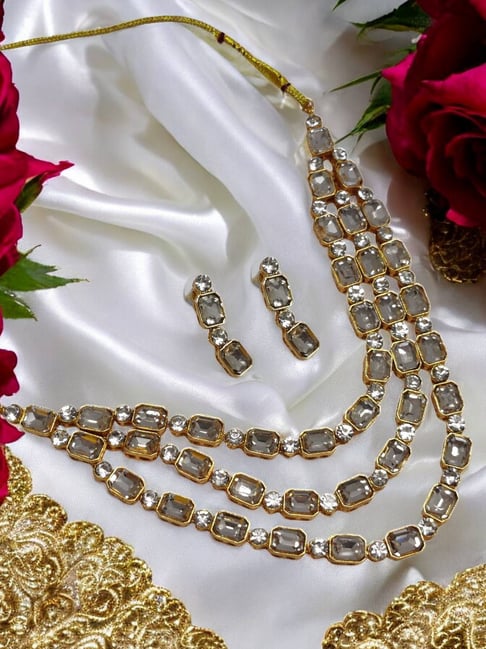 OOMPH Gold Ethnic Choker Multi LayerNecklace Set For Women