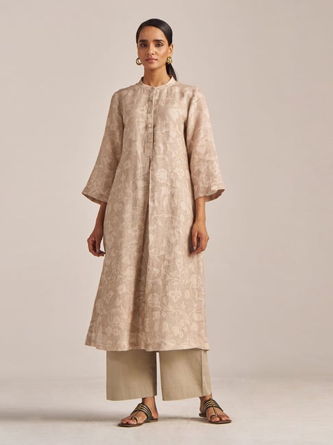 Ganga Fashions Beige Blended Regular Fit Suit Sets