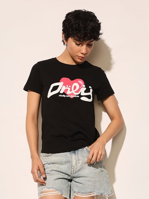 Only Black Cotton Print T-Shirt-picture-29