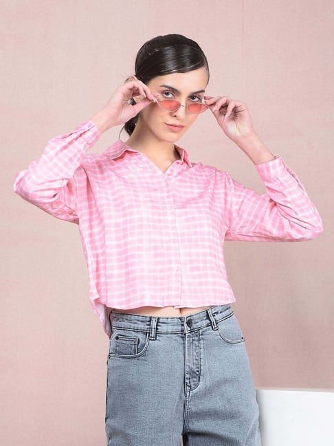 CRIMSOUNE CLUB Pink Chequered Shirt-picture-12