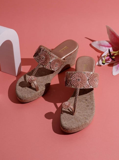 Inc.5 Women's Rose Gold Toe Ring Wedges-picture-44