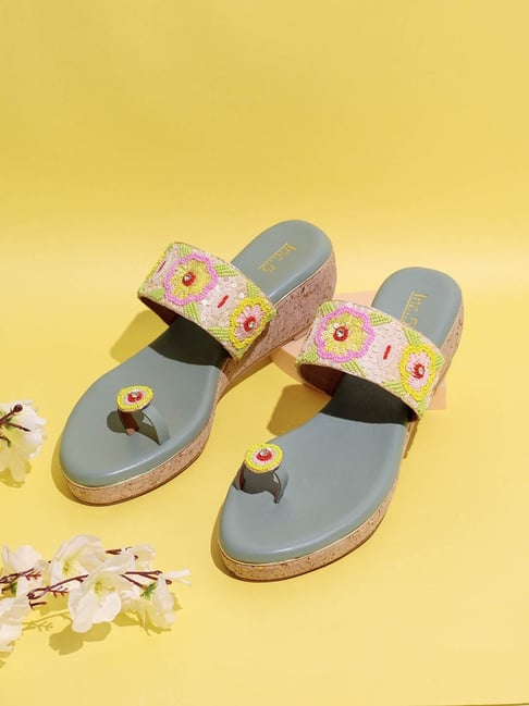 Inc.5 Women's Green Toe Ring Wedges-picture-43