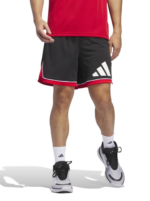 Adidas Originals Black Loose Fit Logo Printed Sports Shorts