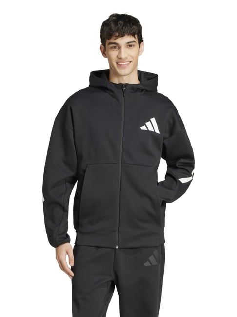 Adidas Black Regular Fit Sports Hoodie-image-49