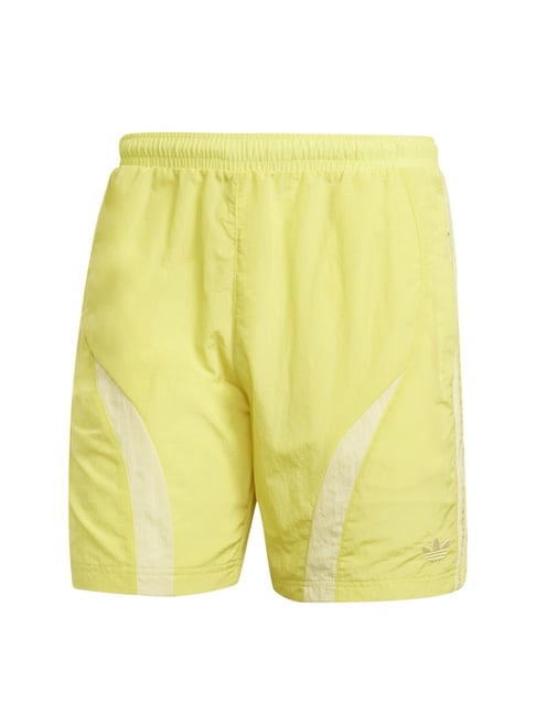 Adidas Originals Yellow Regular Fit Striped Sports Shorts