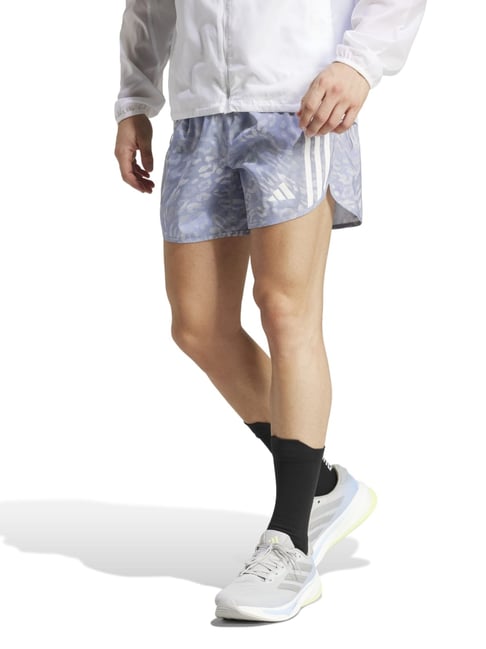 Adidas Grey Regular Fit Striped Sports Shorts - Main Image