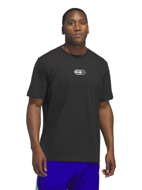 Adidas Originals Black Cotton Loose Fit Printed Sports T-Shirt-picture-13