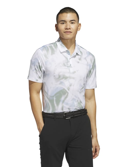 Adidas White Regular Fit Tie-Dye Sports Polo