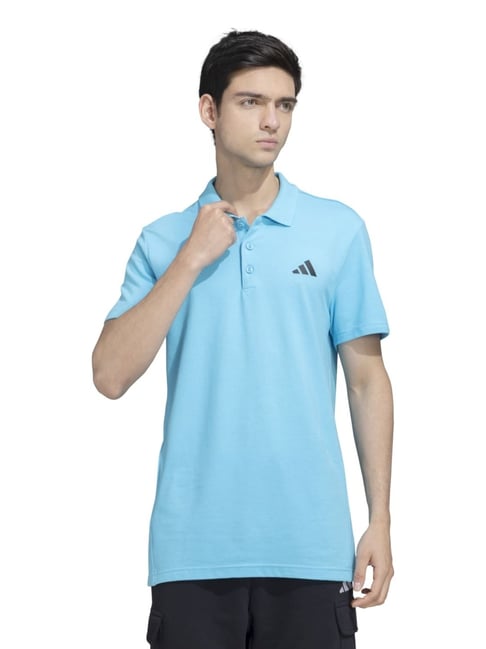 Adidas Blue Cotton Regular Fit Sports Polo-picture-42