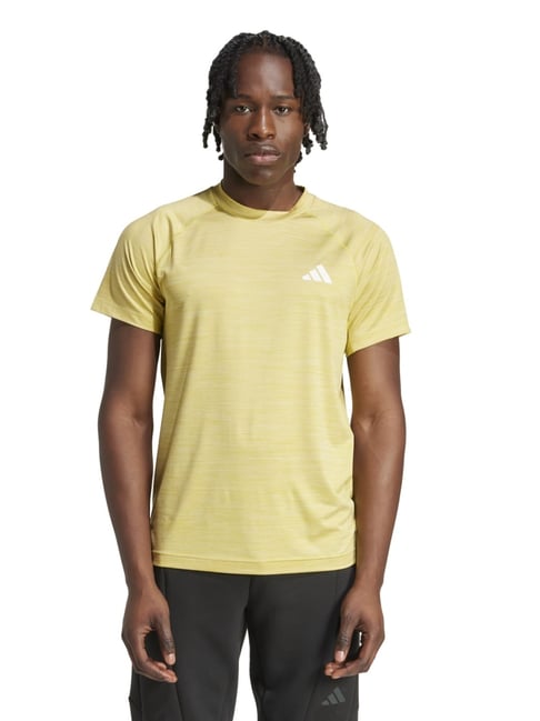 Adidas Yellow Slim Fit Sports T-Shirt-image-16
