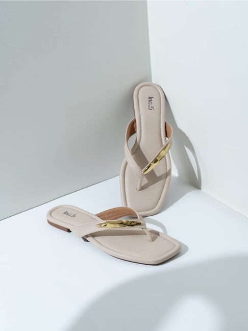 Women's Cream Thong Sandals