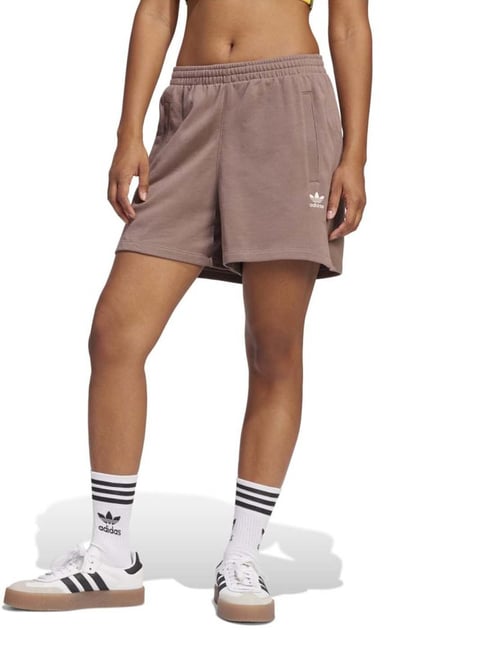 Adidas Originals Brown Cotton Loose Fit Sports Shorts